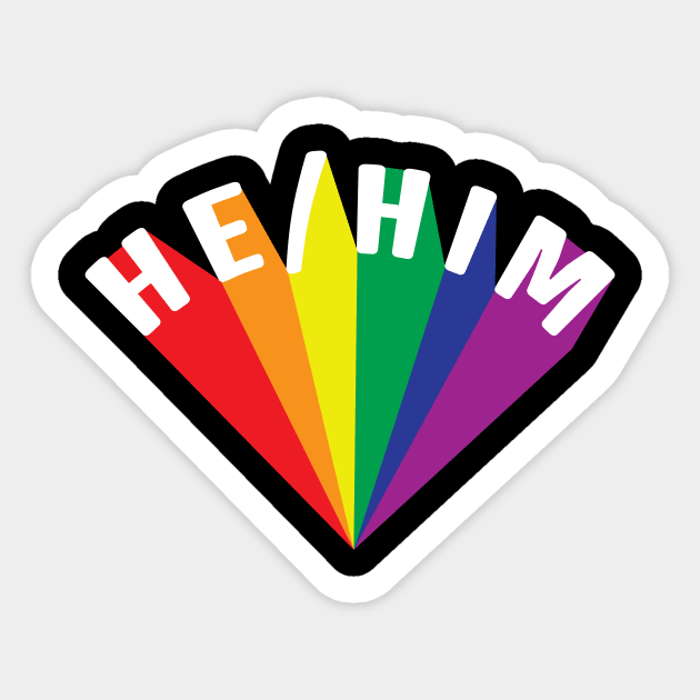 He/Him Pronouns Rainbow Burst Sticker by lavenderhearts